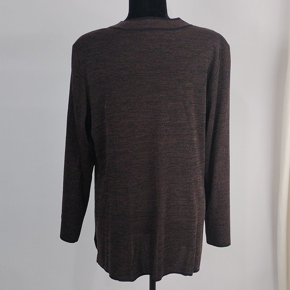 Women's Open Front Brown Marled Cardigan Sweater - Picture 7 of 7